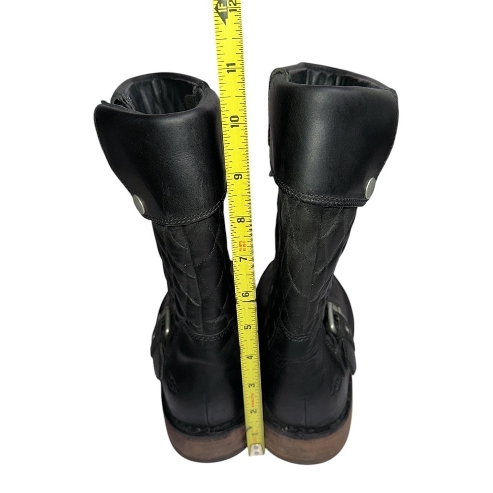 Ugg | Conor Quilted Oiled Leather Mid-Calf Moto Boots | Black | Size 9.5 - Picture 4 of 7
